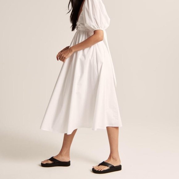 Abercrombie & Fitch O Ring Puff Sleeve Midi Dress- NWT - Picture 7 of 7